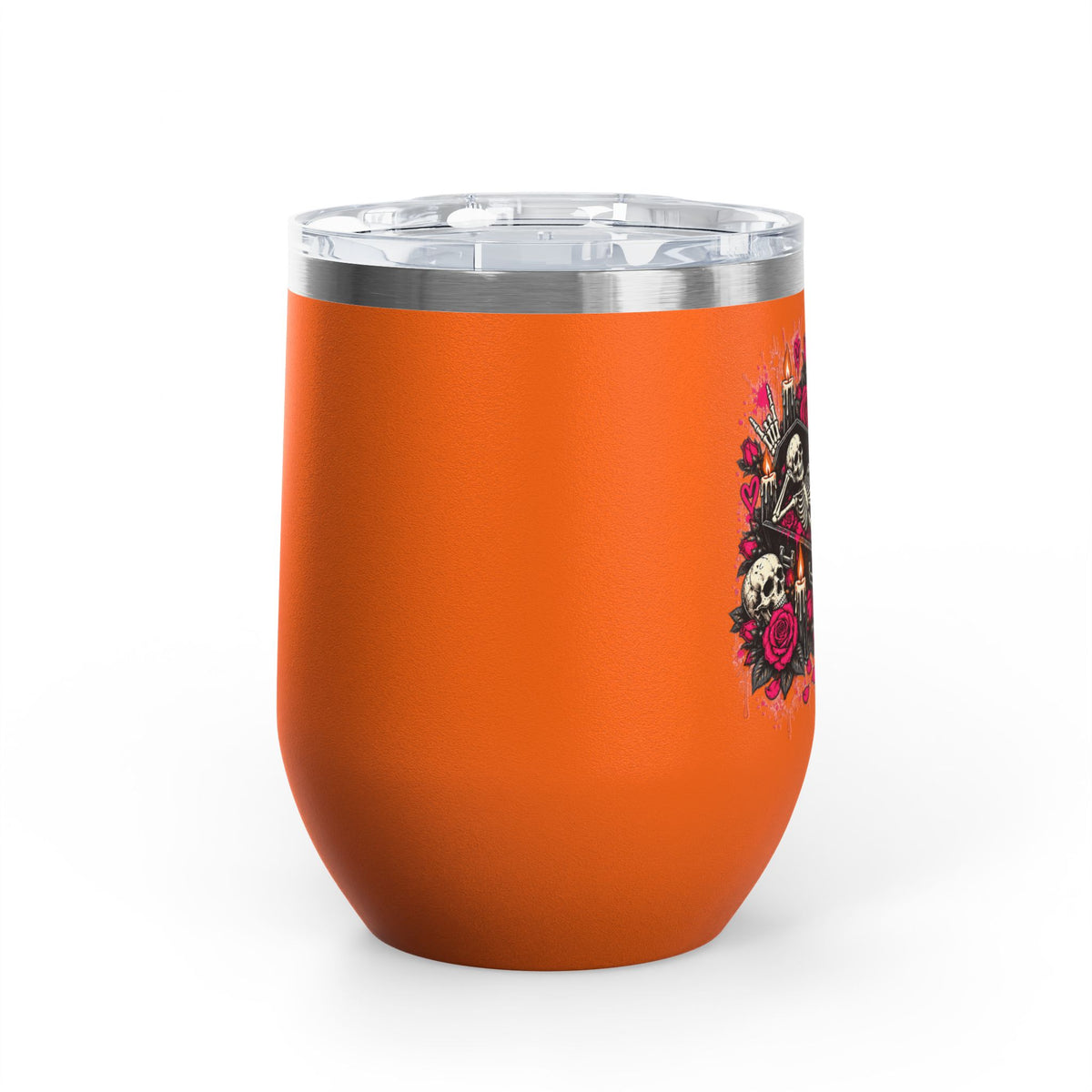 Dead & Unbothered 12oz Wine Tumbler | Gothic Skeleton Stainless Steel Cup by Subbin4Sanity