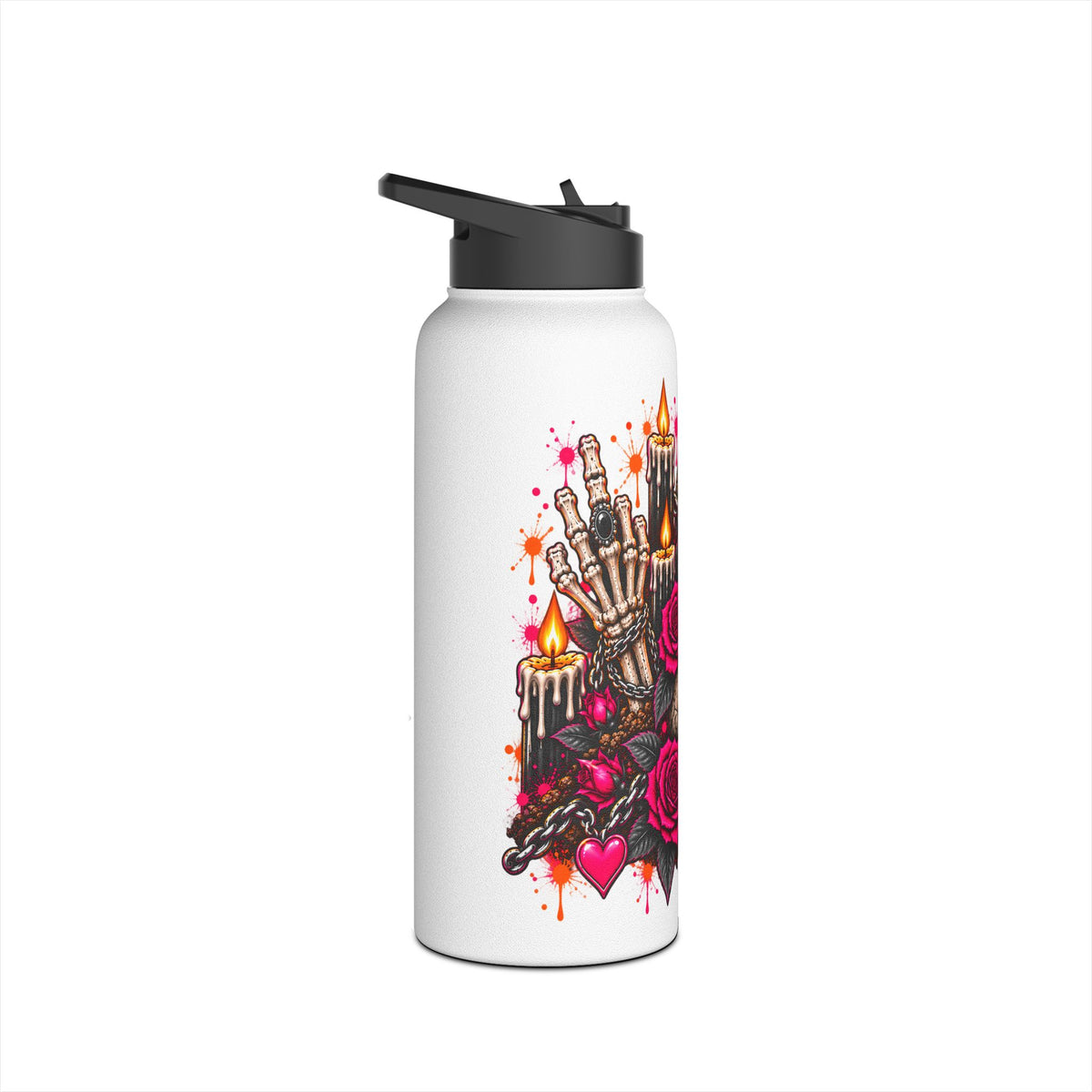 Dirt & Defiance Stainless Steel Water Bottle | Gothic Skull & Coffin Insulated Bottle by Subbin4Sanity