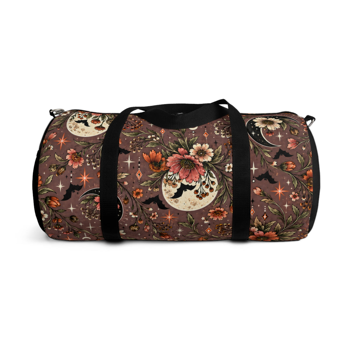 Midnight Wildflowers Duffel Bag | Boho Halloween Floral Celestial Travel Bag by Subbin4Sanity