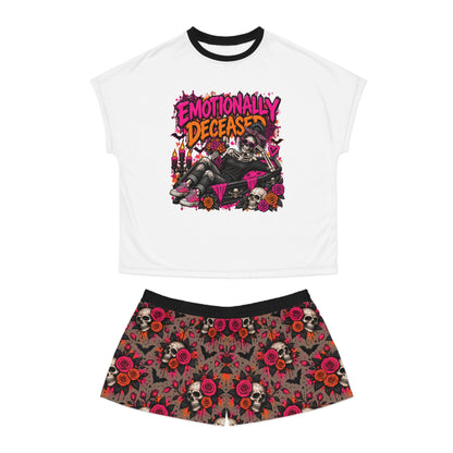 Emotionally Deceased Pajama Shorts Set | Funny Halloween Sleepwear for Women by Subbin4Sanity