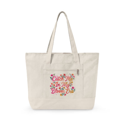 "Catch Me In My Bloom Era" — Zippered Tote Bag