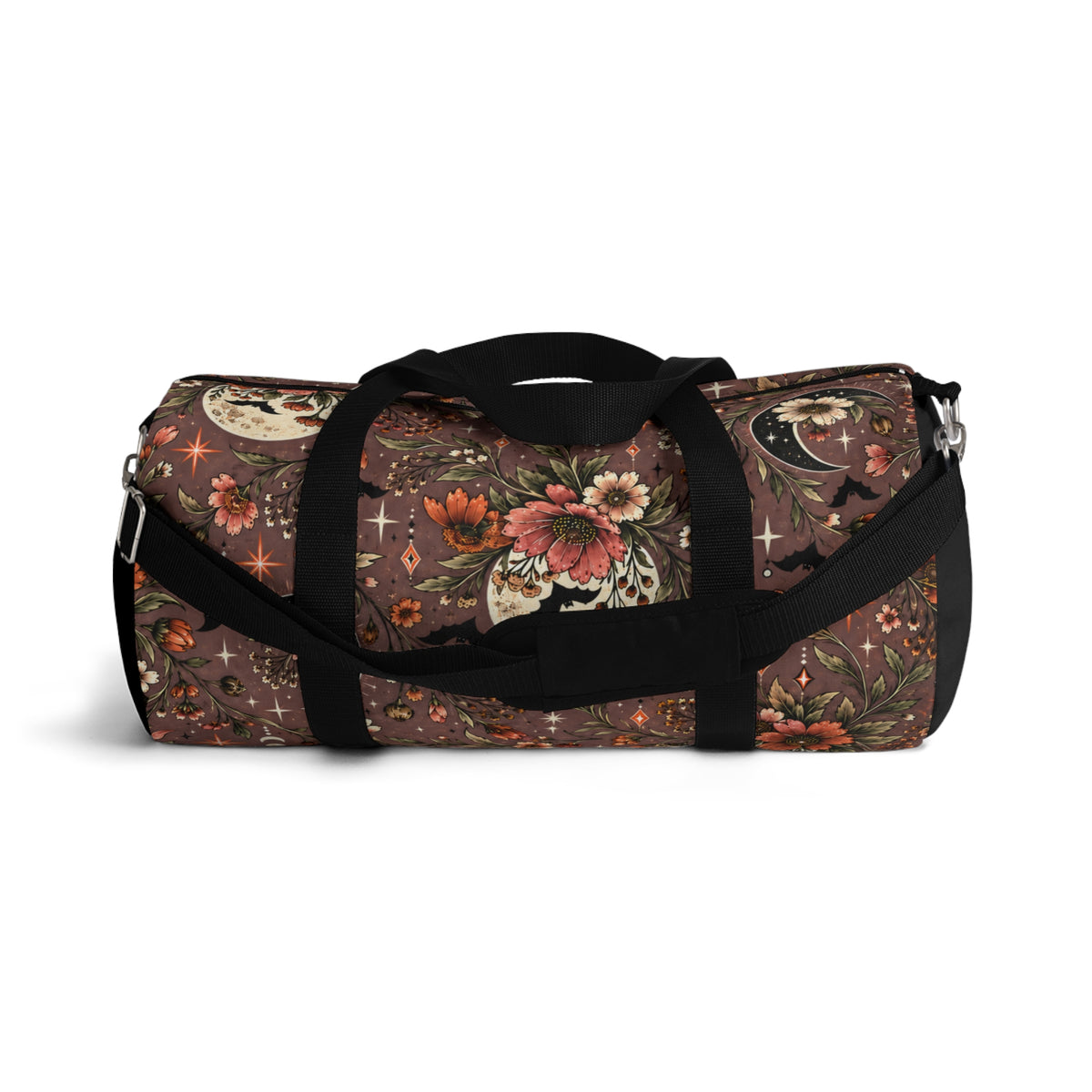 Midnight Wildflowers Duffel Bag | Boho Halloween Floral Celestial Travel Bag by Subbin4Sanity