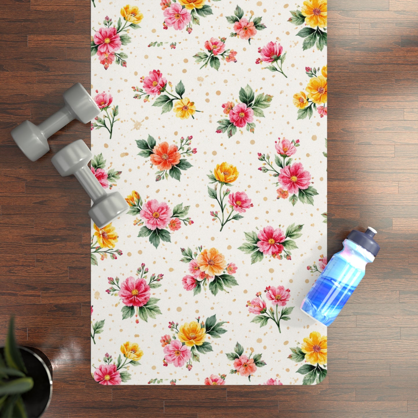 Wildflower Sprinkle Pattern – Splatter Bloom Collection – Rubber Yoga Mat