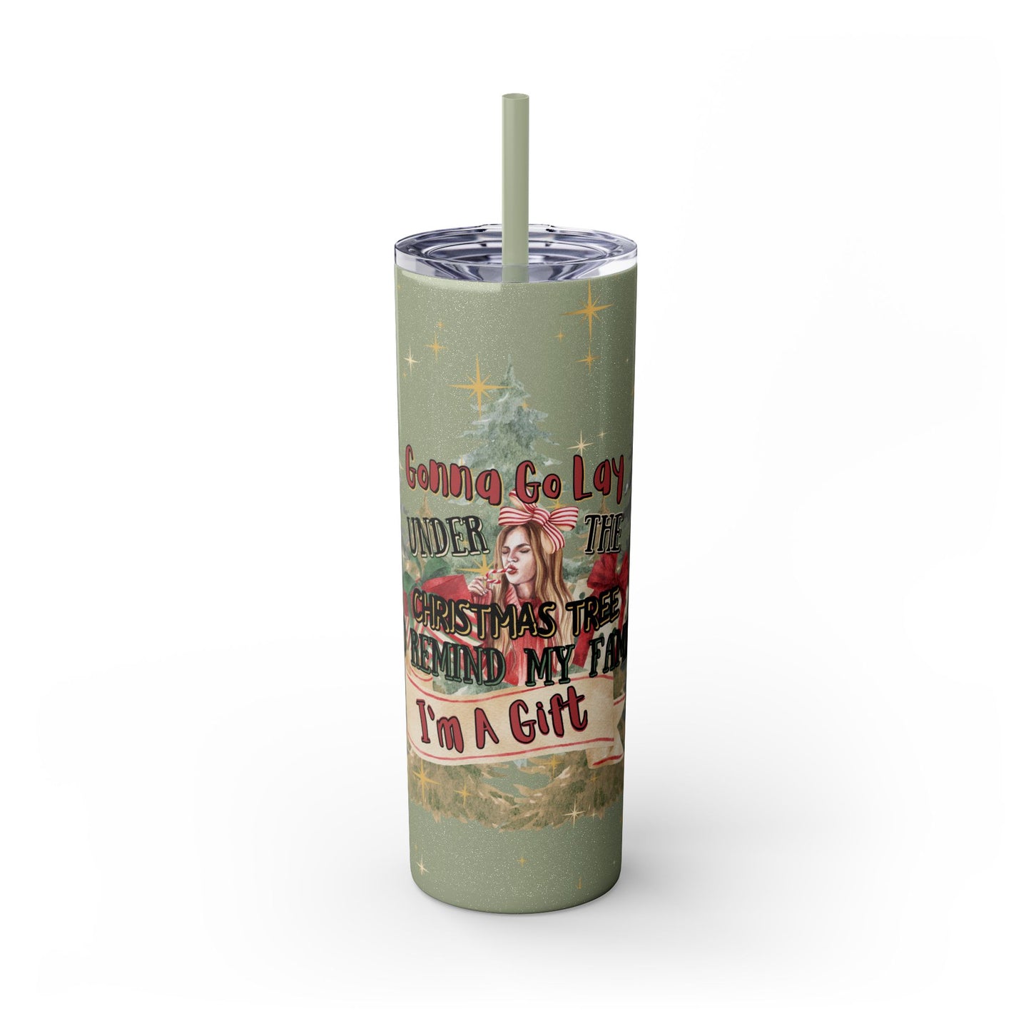 Christmas Skinny Tumbler with Straw, 20oz