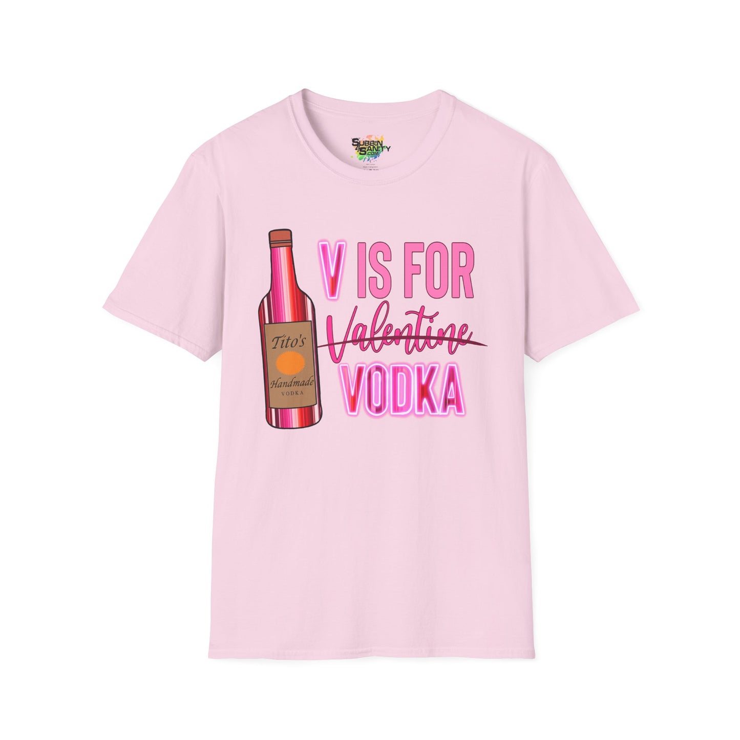 "V Is For Vodka" Valentine T-Shirt – Cute Graphic Tee | Unisex Softstyle Valentine’s Day Shirt