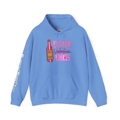 "V Is For Vodka" Valentines Hoodie – Cute Graphic Pullover | Unisex Cozy Valentine’s Day Hoodie