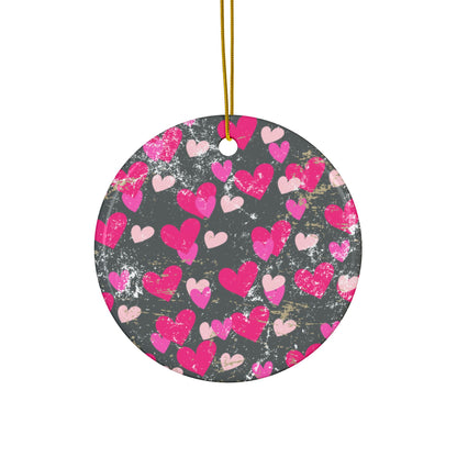 Heart Ceramic Ornament | Grey & Pink Hearts Valentine Decor Keepsake by Subbin4Sanity