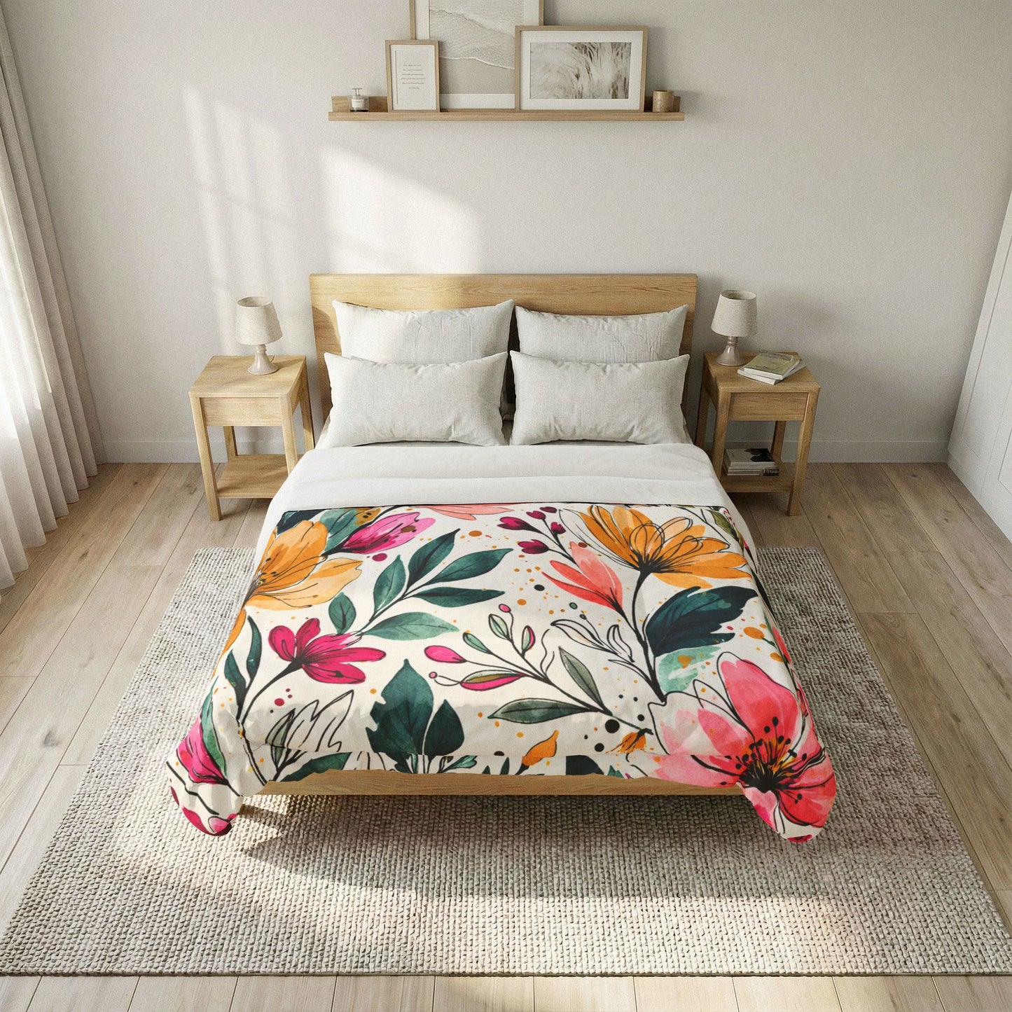 Wildflower Garden Stripe Pattern – Splatter Bloom Collection – Comforter