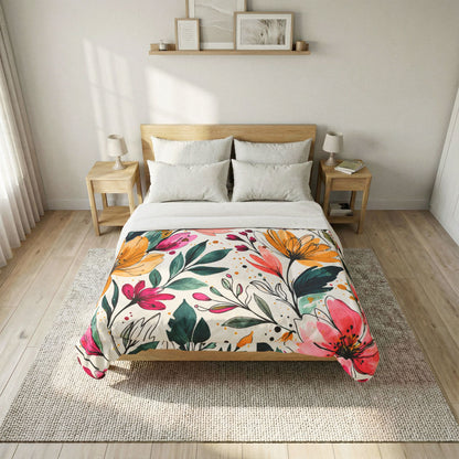 Wildflower Garden Stripe Pattern – Splatter Bloom Collection – Comforter