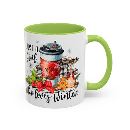 Christmas Coffee Mug, 11oz, "Just a girl who loves winter!"