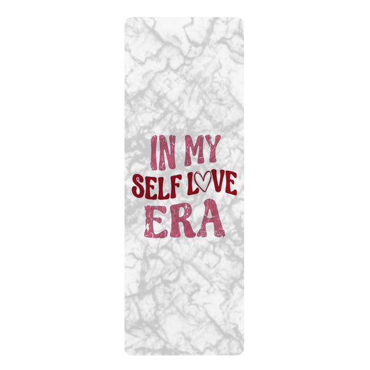 "In My Self Love Era" Rubber Yoga Mat — Marble Yoga Mat with "In My Self Love Era" Design
