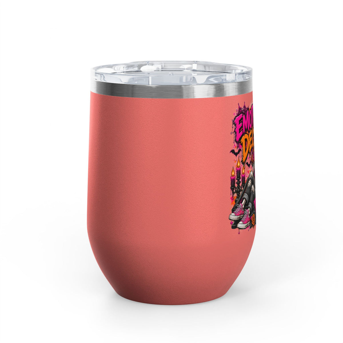 Emotionally Deceased 12oz Wine Tumbler | Dark Humor Gothic Stainless Steel Cup by Subbin4Sanity