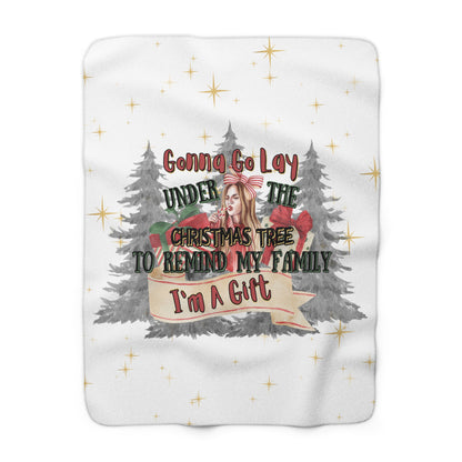 White Christmas sherpa fleece blanket with funny holiday quote