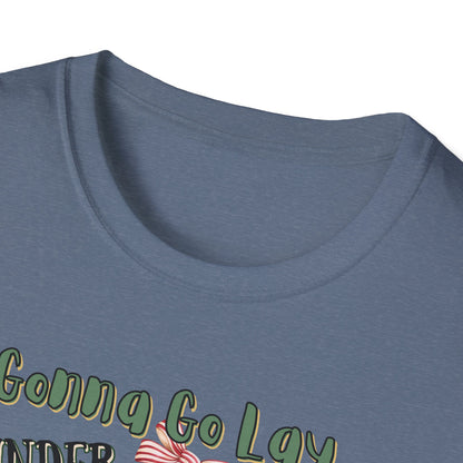 Christmas DTG Softstyle Tee "gunna go lay under the christmas tree and remind my family im a gift"