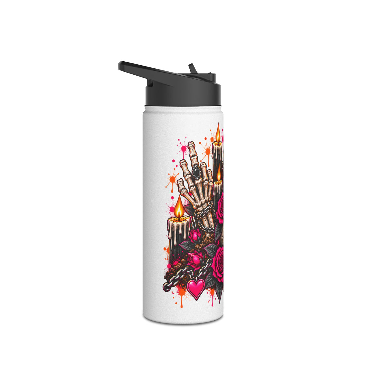 Dirt & Defiance Stainless Steel Water Bottle | Gothic Skull & Coffin Insulated Bottle by Subbin4Sanity