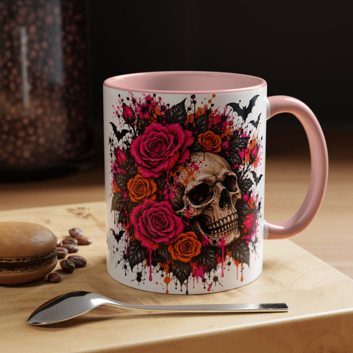 Deadly Blooms Coffee Mug | Gothic Floral Skull Ceramic Mug by Subbin4Sanity