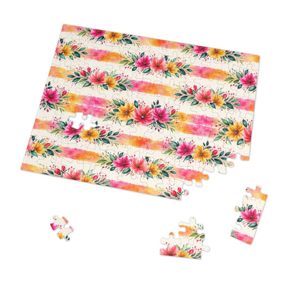 Wildflower Garden Stripe Pattern – Splatter Bloom Collection – Puzzle & Tin Storage Box