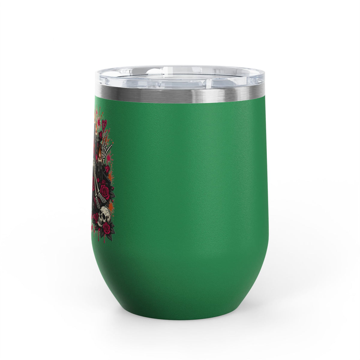 Dead & Unbothered 12oz Wine Tumbler | Gothic Skeleton Stainless Steel Cup by Subbin4Sanity