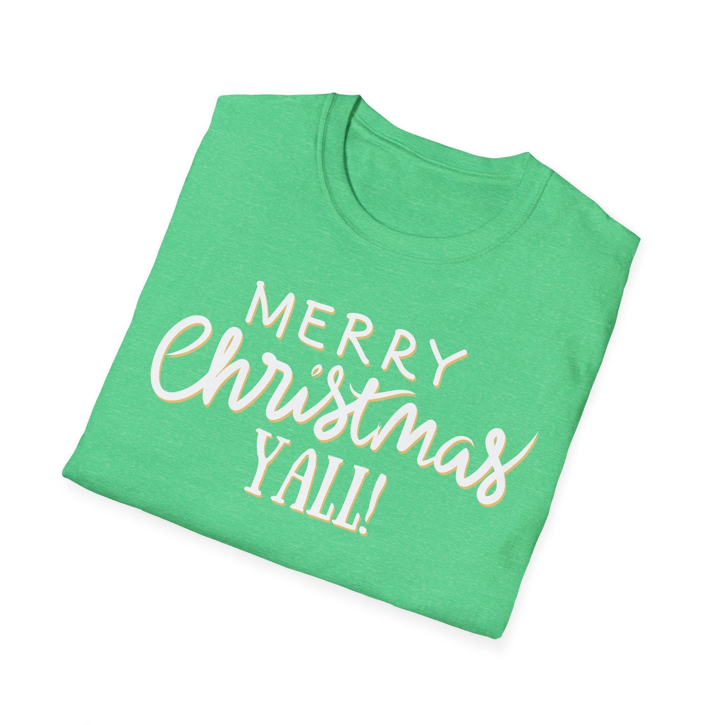 Merry Christmas Y’all Text Graphic T-Shirt | Southern Holiday Tee by Subbin4Sanity