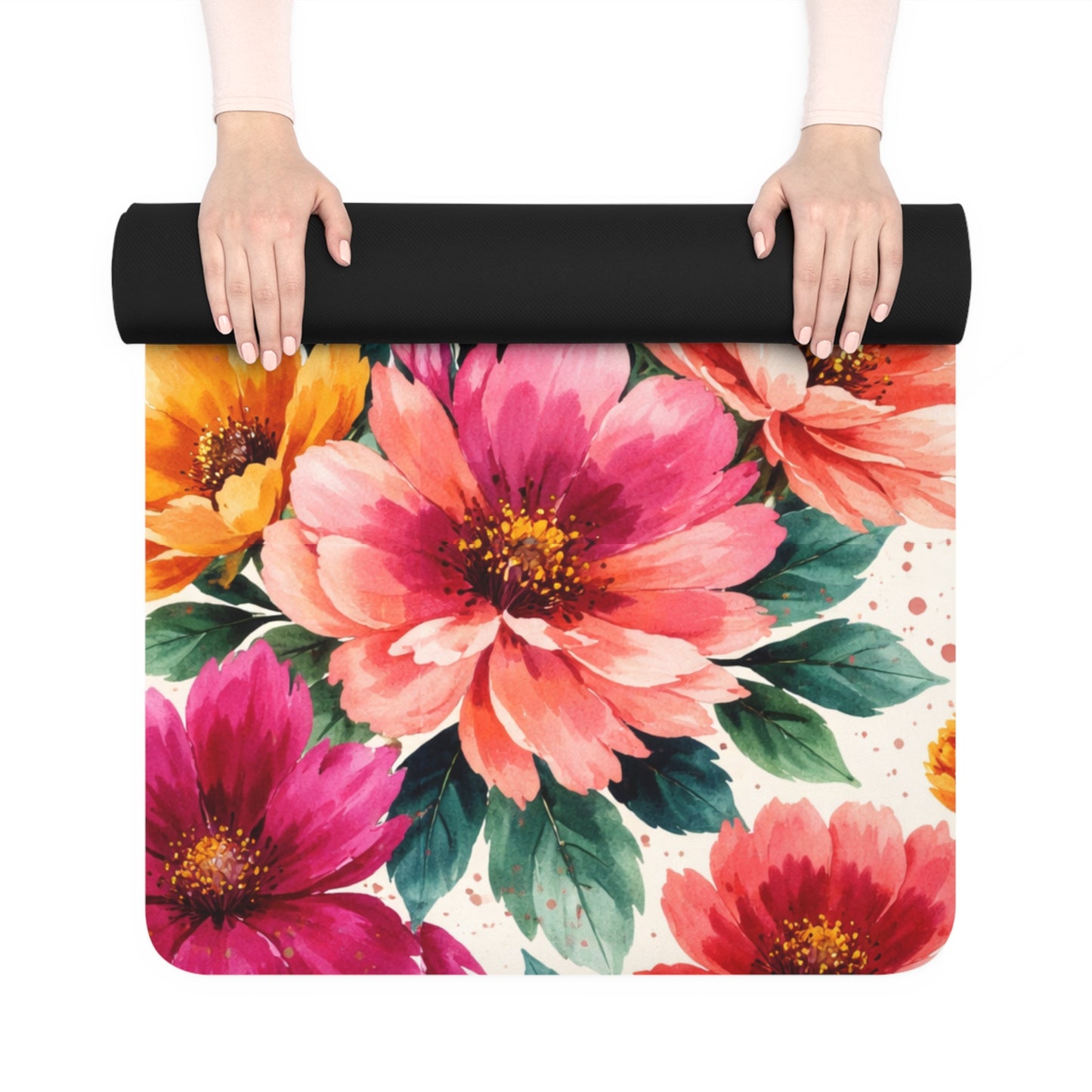 Electric Wildflower Garden Pattern – Splatter Bloom Collection - Rubber Yoga Mat