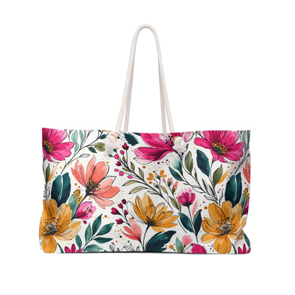 Modern Botanical Wildflower Pattern – Splatter Bloom Collection – Weekender Travel Tote Bag