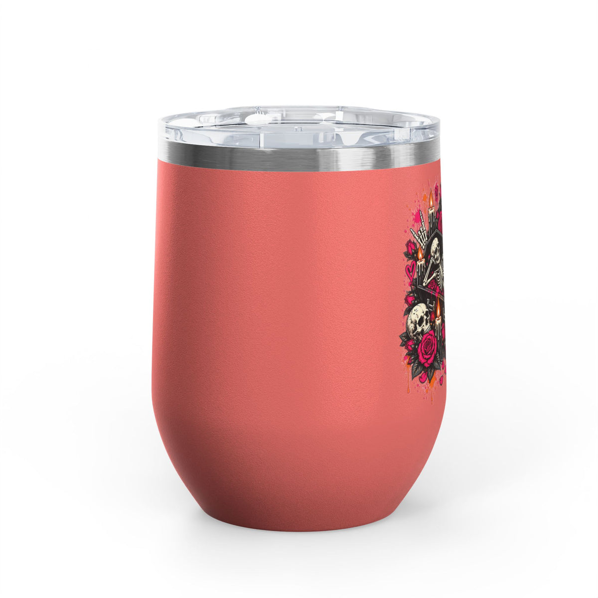 Dead & Unbothered 12oz Wine Tumbler | Gothic Skeleton Stainless Steel Cup by Subbin4Sanity