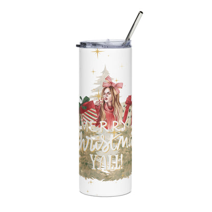 Christmas Tumbler 20oz — 'Merry Christmas Y'all' Holiday Stainless Steel Cup