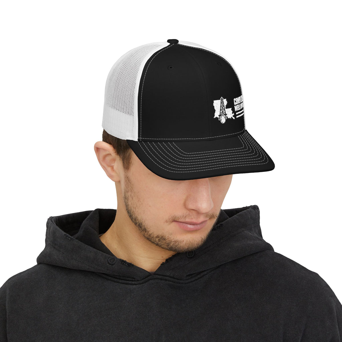 Complete Well of LA Custom Snapback Trucker Hat | White/Black Side Logo Embroidery by Subbin4Sanity