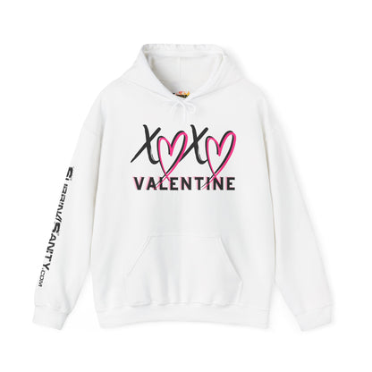 XOXO Valentine Hoodie | Cute Pink Heart Graphic Cozy Pullover by Subbin4Sanity