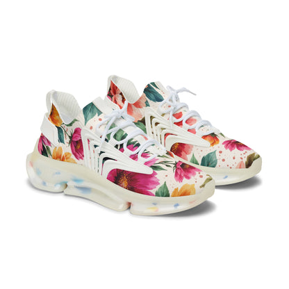 Electric Wildflower Garden Pattern – Splatter Bloom Collection — Lightweight Women's Breathable Athletic Mesh Sneakers