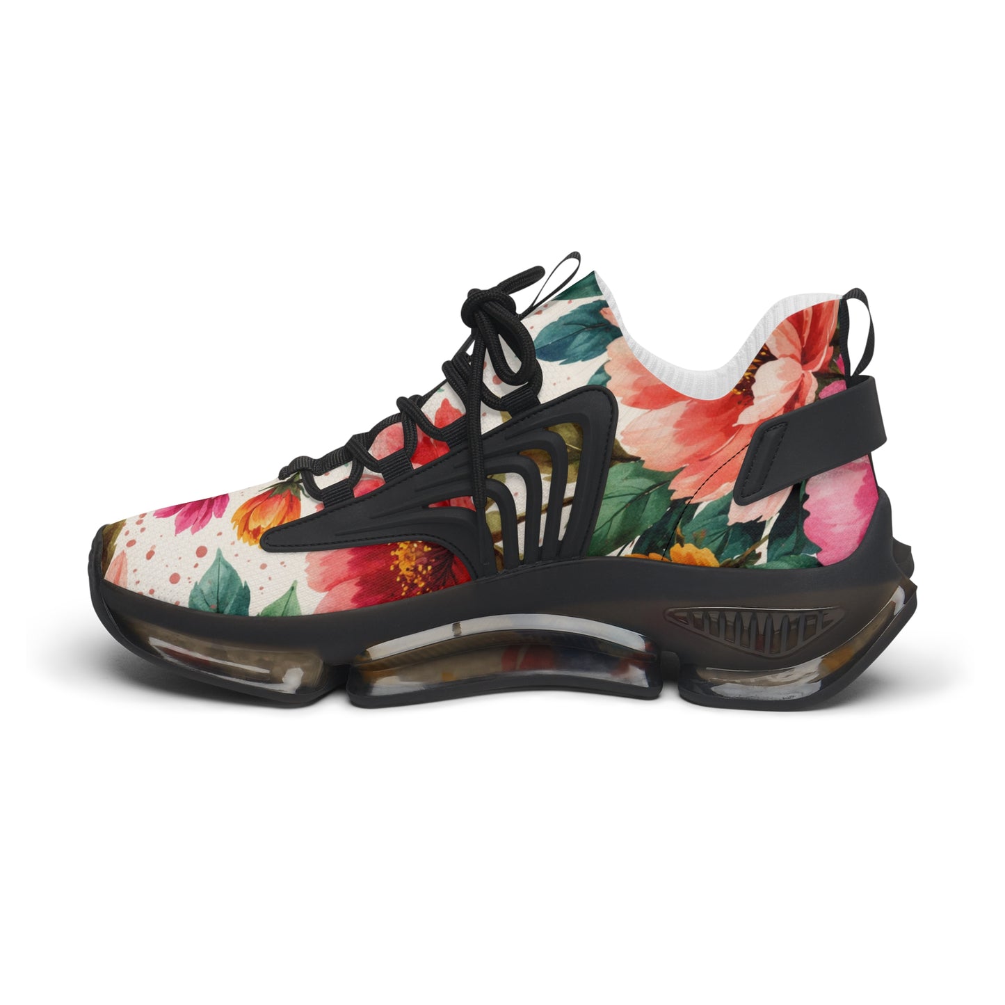 Electric Wildflower Garden Pattern – Splatter Bloom Collection — Lightweight Women's Breathable Athletic Mesh Sneakers
