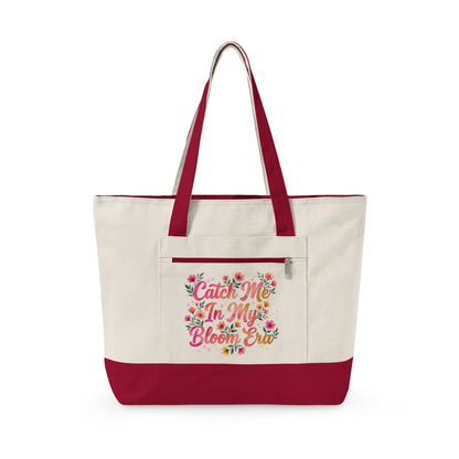 "Catch Me In My Bloom Era" — Zippered Tote Bag