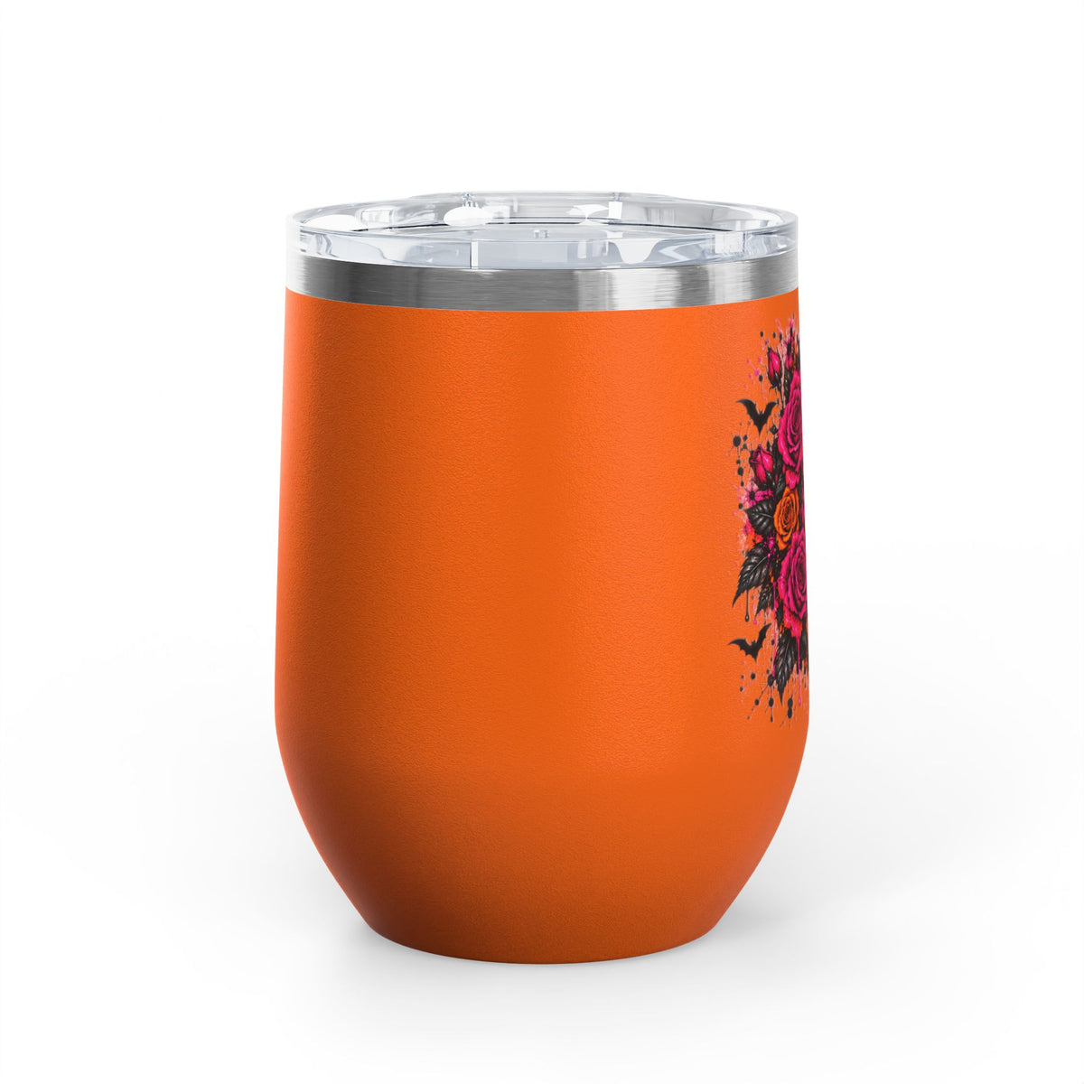 Deadly Blooms 12oz Wine Tumbler | Gothic Floral Skull Stainless Steel Cup by Subbin4Sanity