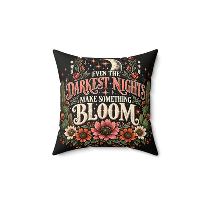 Even The Darkest Nights Make Something Bloom + Crescent Blooms Double-Sided Pillowcase & Insert | Celestial Boho Halloween Decor by Subbin4Sanity