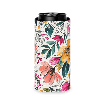 Modern Botanical Wildflower Pattern – Splatter Bloom Collection — Lightweight Foam Grip Lined Koozie