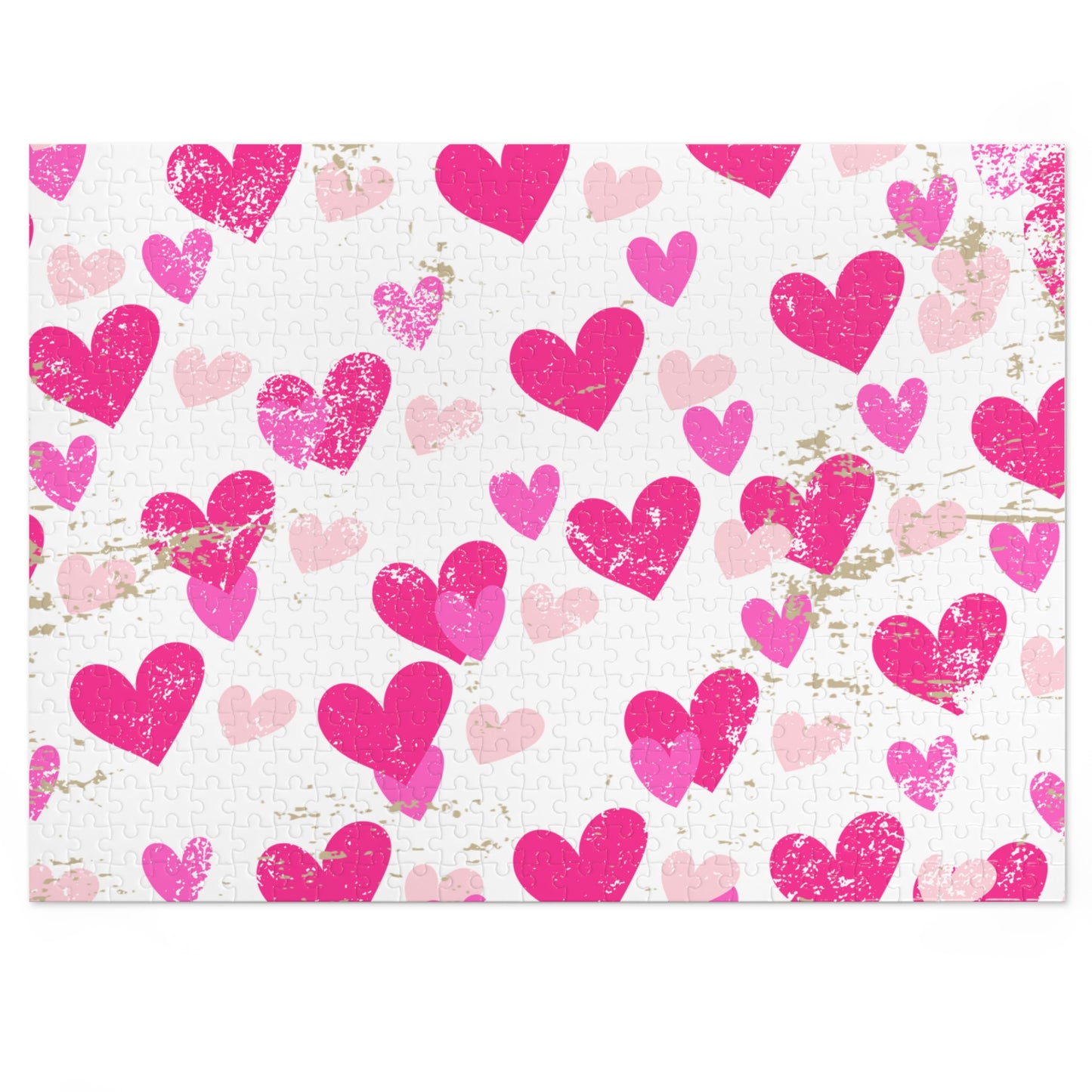 Heart Pattern Jigsaw Puzzle with Tin — Pink Hearts Valentine Puzzle Gift