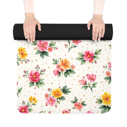 Wildflower Sprinkle Pattern – Splatter Bloom Collection – Rubber Yoga Mat