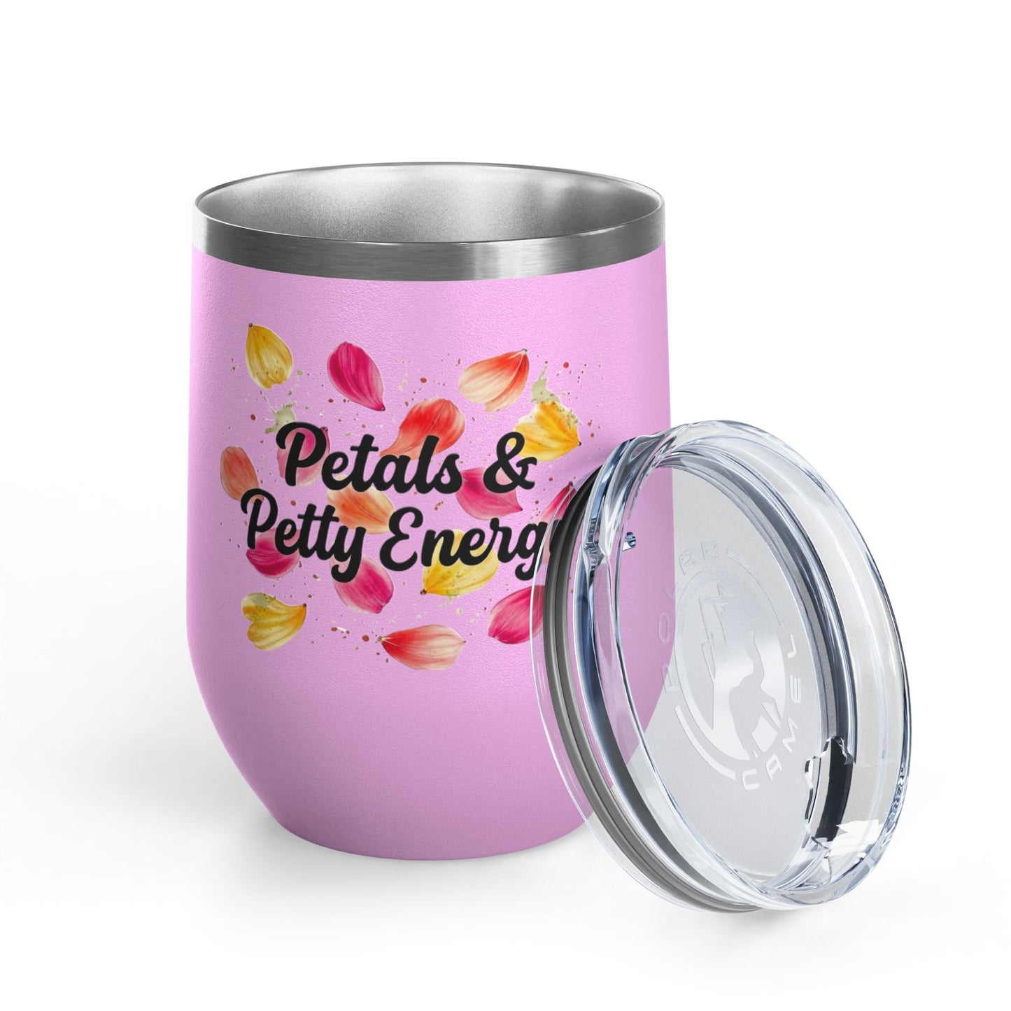 "Petals & Petty Energy" - 12oz Insulated Wine Tumbler
