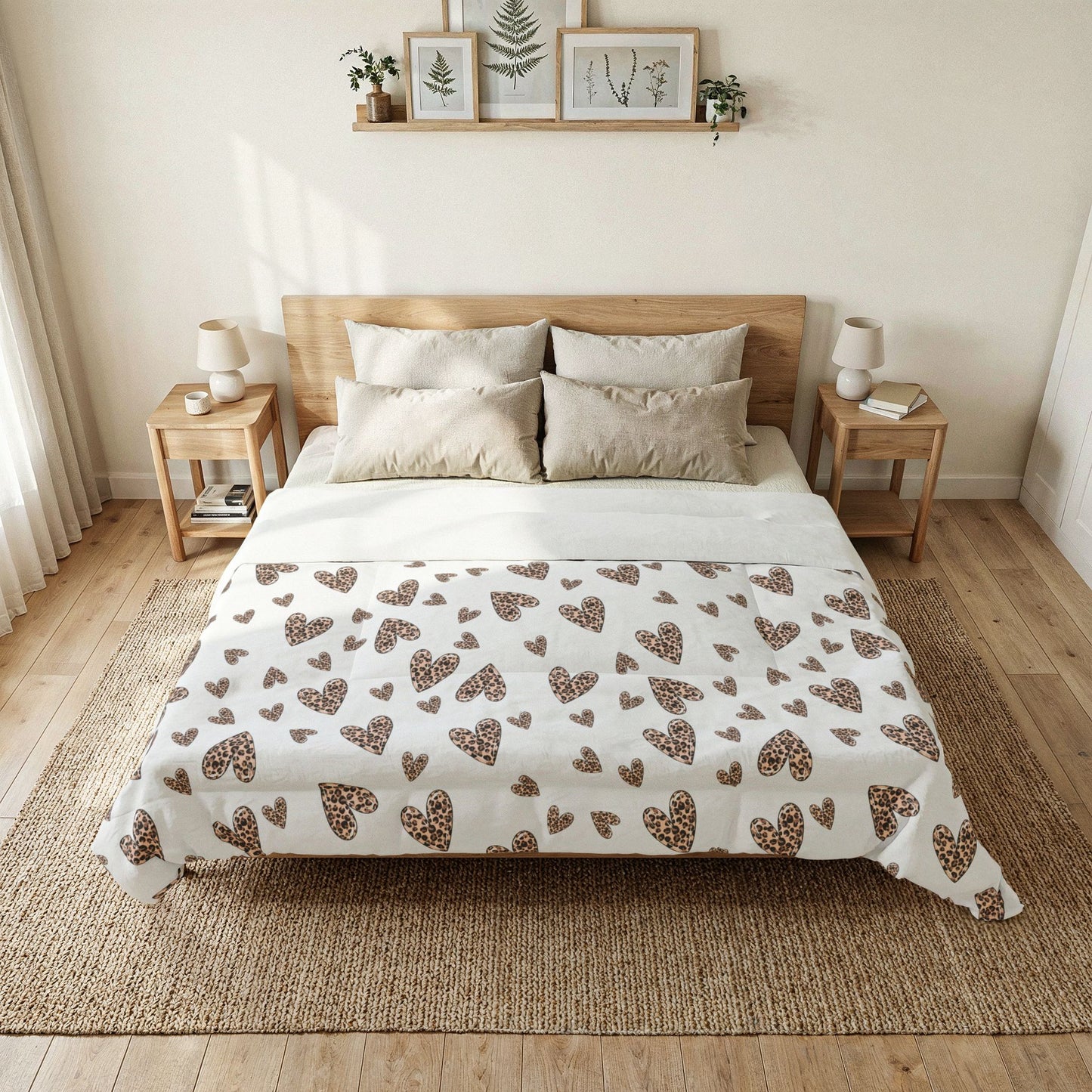 Wild Love Comforter Blanket | Leopard Heart Cotton Comforter – Cozy Animal Print Bed Blanket by Subbin4Sanity