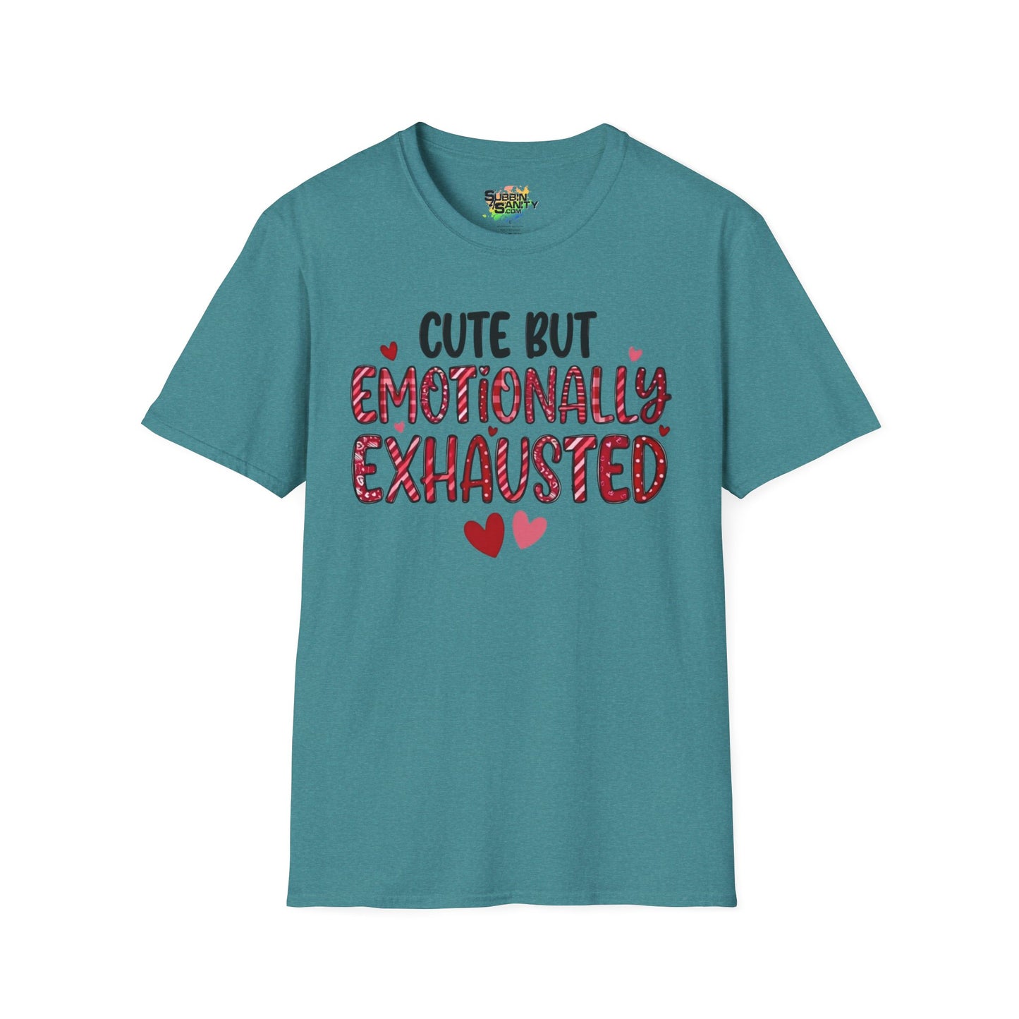 "Cute But Emotionally Exhausted" Valentine T-Shirt – Cute Graphic Tee | Unisex Softstyle Valentine’s Day Shirt