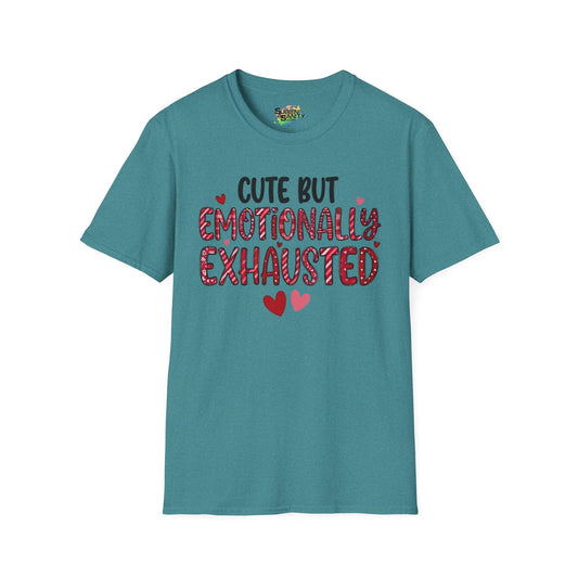 "Cute But Emotionally Exhausted" Valentine T-Shirt – Cute Graphic Tee | Unisex Softstyle Valentine’s Day Shirt