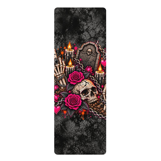 Dirt & Defiance Rubber Yoga Mat | Gothic Skull & Coffin Workout Mat by Subbin4Sanity