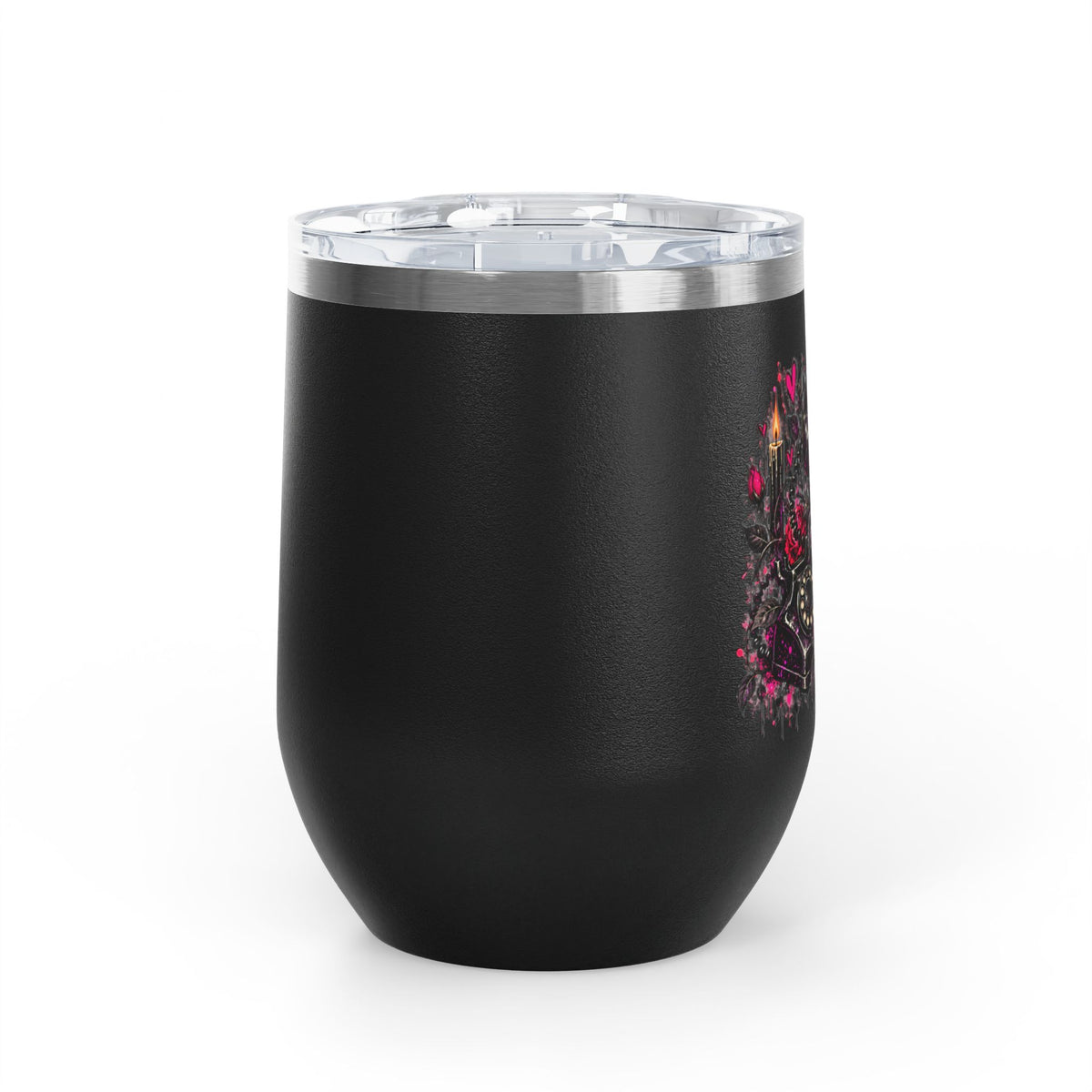 Karma’s Calling 12oz Wine Tumbler | Gothic Skull & Telephone Stainless Steel Cup by Subbin4Sanity