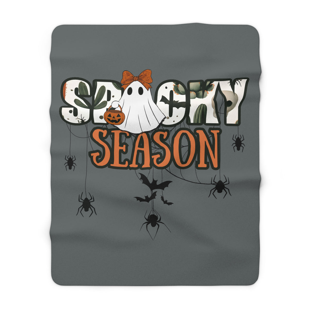Spooky Season Sherpa Fleece Blanket | Boho Halloween Throw by Subbin4Sanity