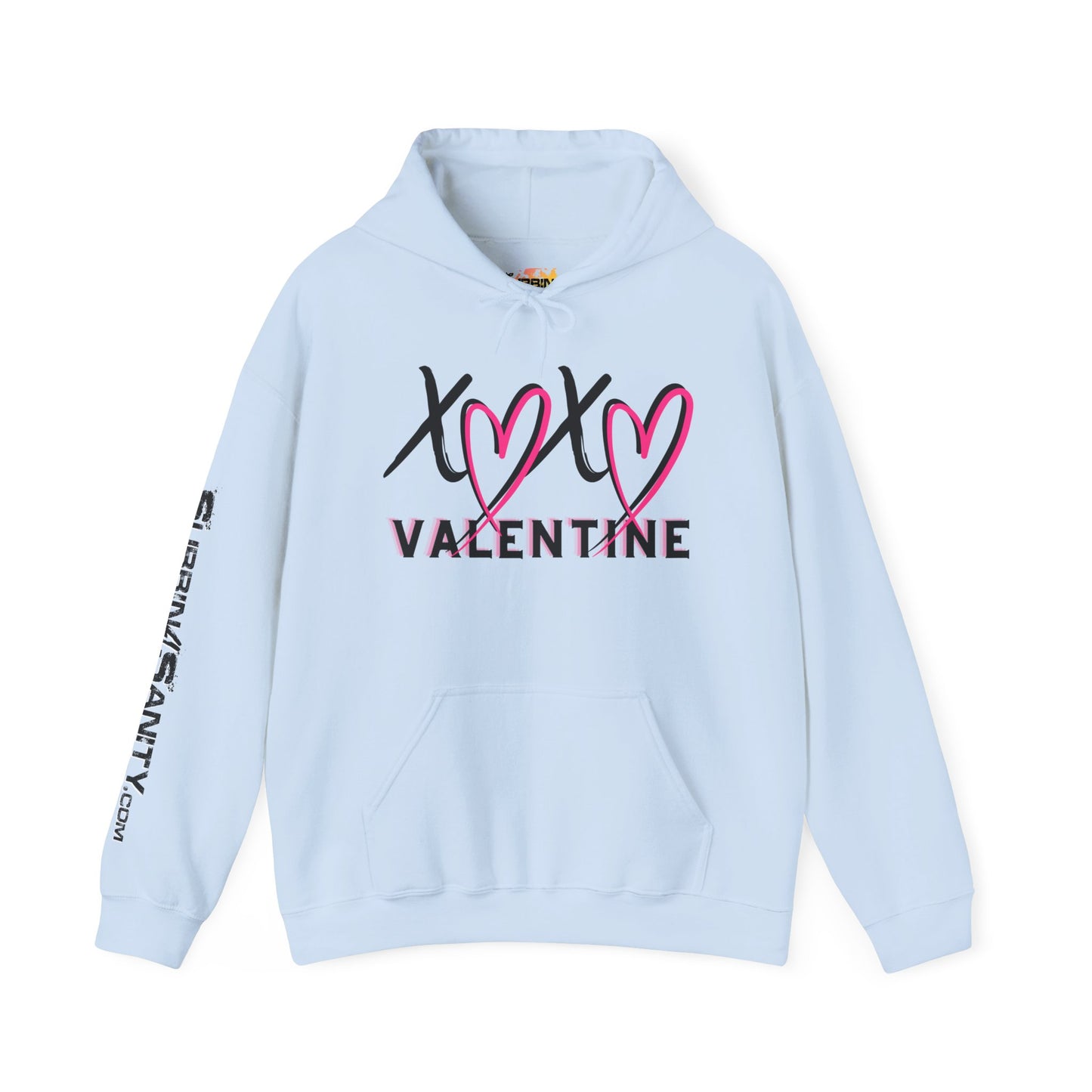 XOXO Valentine Hoodie | Cute Pink Heart Graphic Cozy Pullover by Subbin4Sanity