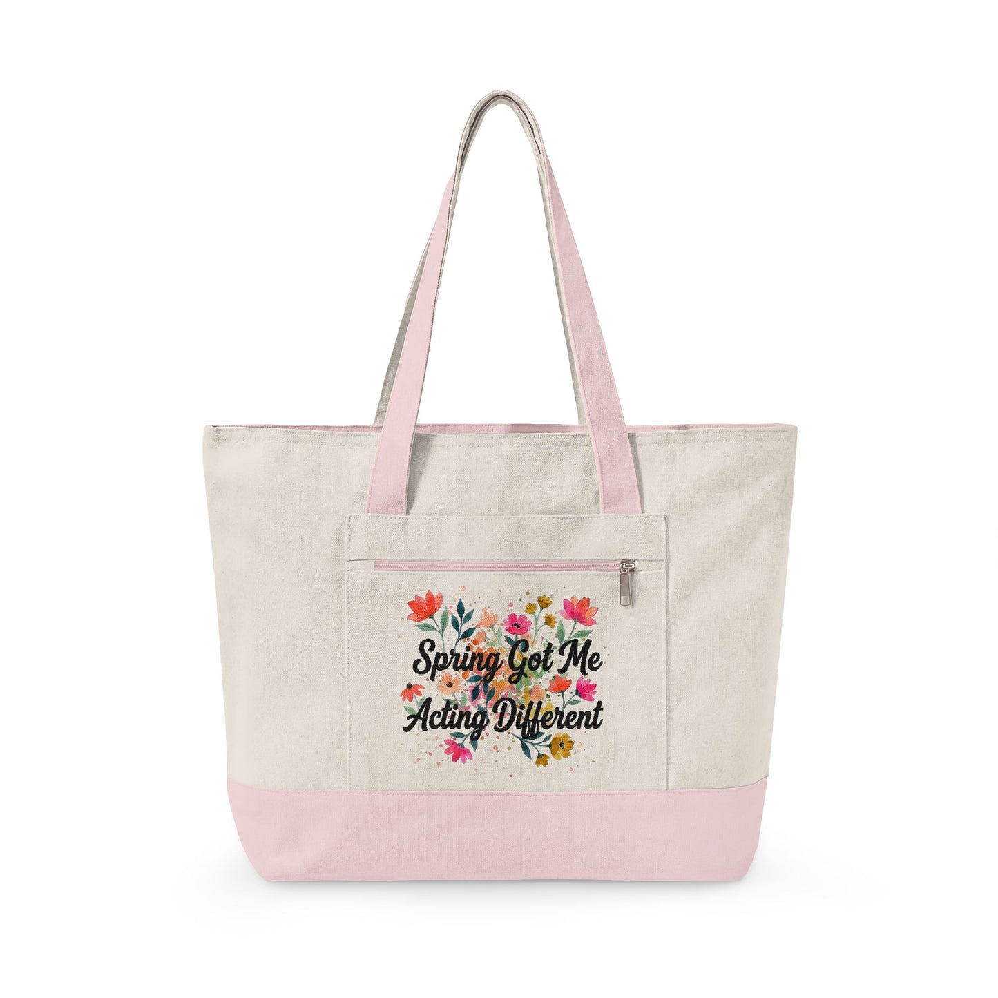 "Sprong Got Me Acting Different" — Zippered Tote Bag