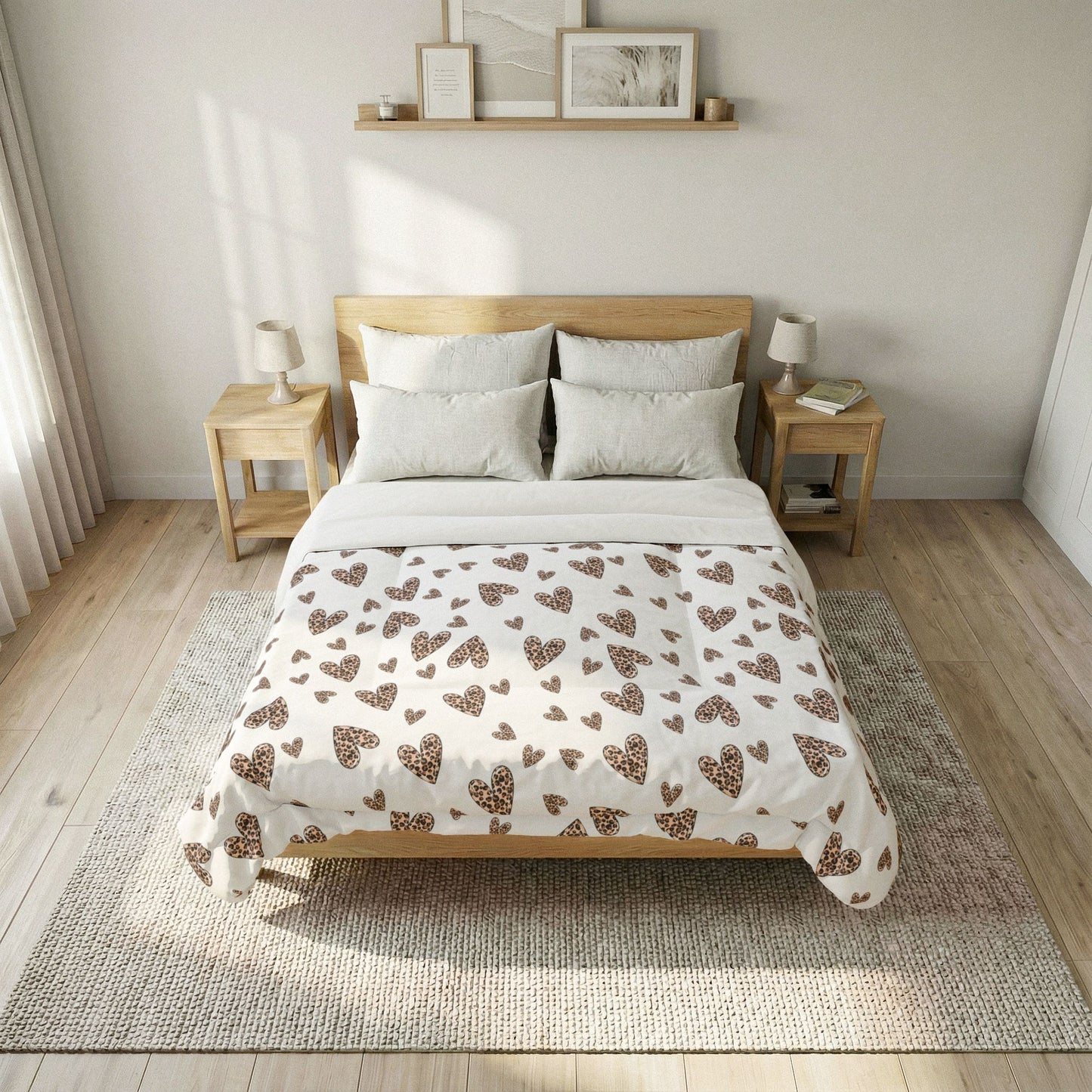 Wild Love Comforter Blanket | Leopard Heart Cotton Comforter – Cozy Animal Print Bed Blanket by Subbin4Sanity