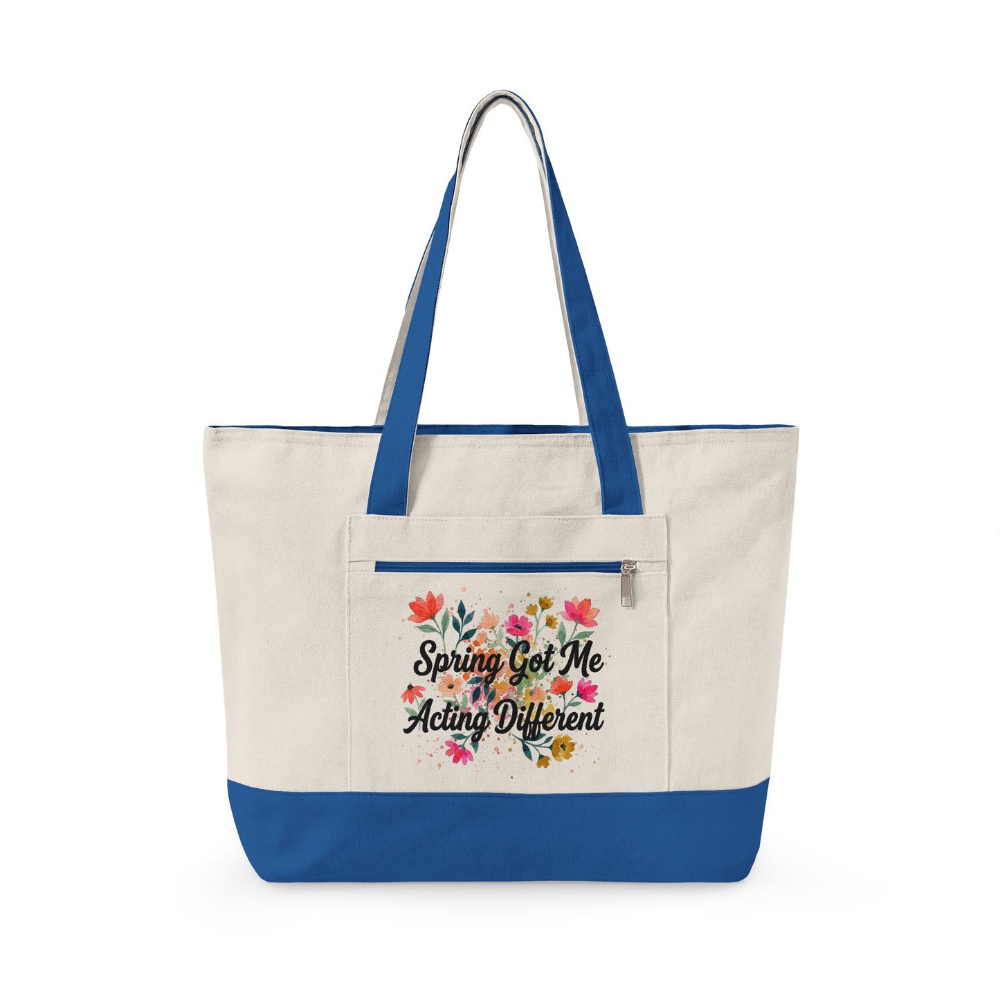 "Sprong Got Me Acting Different" — Zippered Tote Bag