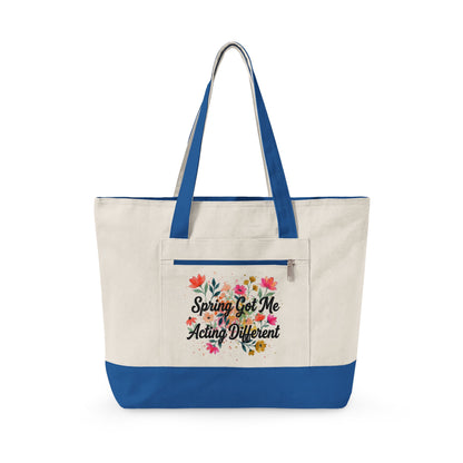 "Sprong Got Me Acting Different" — Zippered Tote Bag