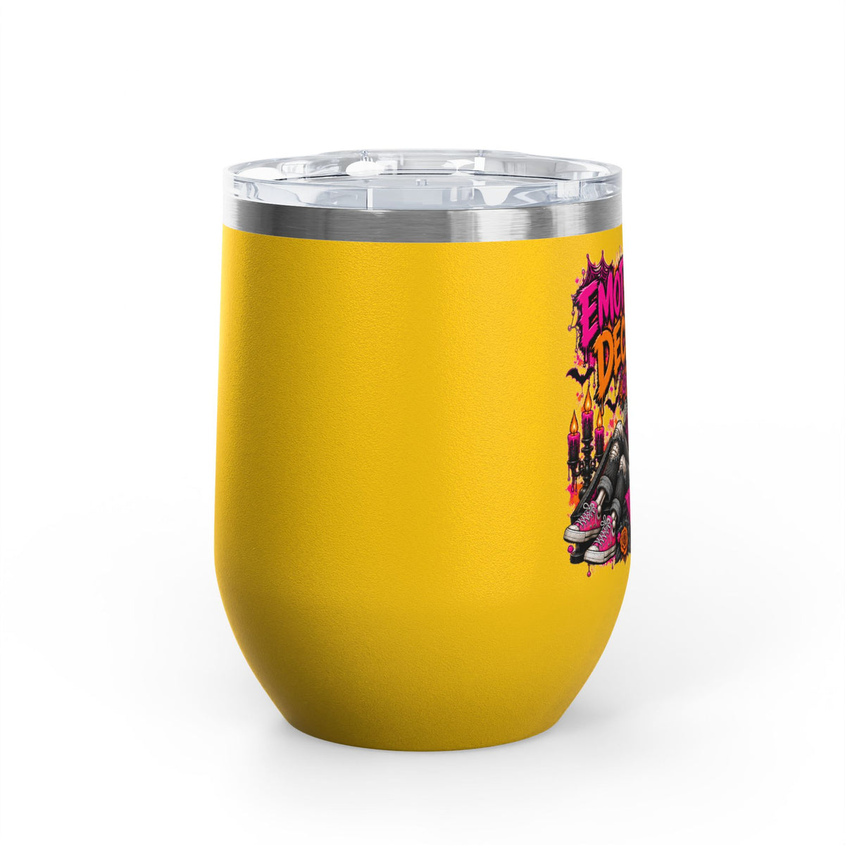 Emotionally Deceased 12oz Wine Tumbler | Dark Humor Gothic Stainless Steel Cup by Subbin4Sanity